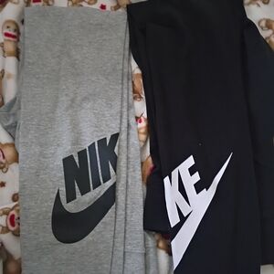 Nike Black and Gray Logo Leggings